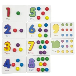 Дитячий дерев'яний набір "Намистини" C15055 картки, щіпці, намистини