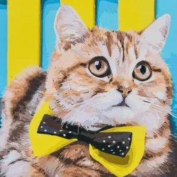 Алмазна мозаїка "Кіт у святковому настрої" HEE16316 30х30 см 