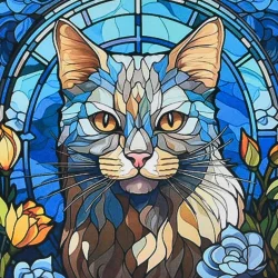 Алмазна мозаїка "Сяйво білої кішки" DEEX16298 не повна викладка 30х30 см 