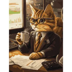 Картина за номерами "Кіт-бізнесмен" Ідейка KHO6682 30х40 см                                                