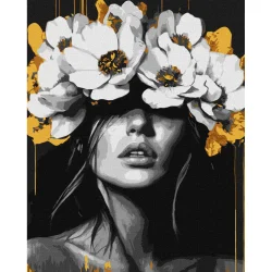 Картина за номерами "Пелюсткова гармонія" Ідейка KHO8506 40х50 см, з фарбами металік              