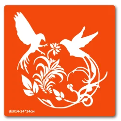 Трафарет для біо-тату Пташки dx014-24*24см, розмір 24 х 24см                                                                