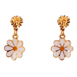 Дитячі сережки "Fashion ромашки" T24626 біло-жовтий