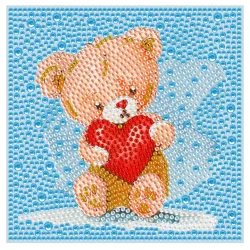 Алмазна мозаїка "Ведмедик Тедді" DM5003 з рамкою 15х15 см