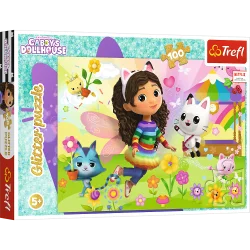 Пазли - (100 елм.) Глітерні - "Будиночок котика"/Trefl