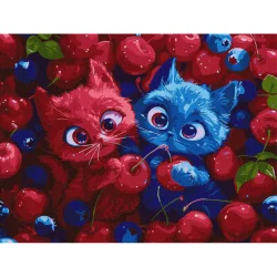 Картина за номерами "Ягідні пухнастики" ©art_selena_ua KHO5143, 30х40 см 