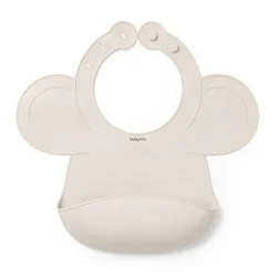 Нагрудник силіконовий з регульованою застібкою (30 см x 28 см) (Бежевий)/"Babyono"