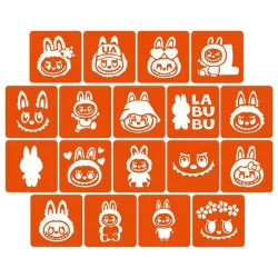 Набір трафаретів для біо-тату "Labubu" labubu_5x5_18_1