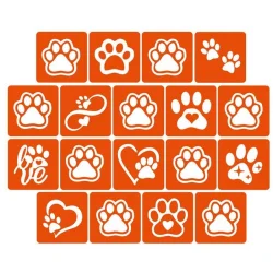 Набір трафаретів для біо-тату "Таба лапки" taba_lapki_5x5_18_1