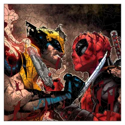 Фігурний пазл з дерева "Дедпул і Росомаха" PZ002-A3W-AC 180-250 деталей, А3 з мішечком і стрічкою