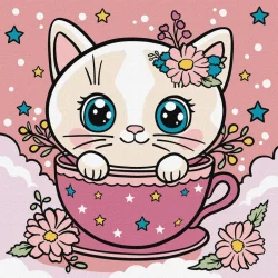 Картина за номерами "Квіткова чашка" ©art_selena_ua KHO6279, 25х25cм 