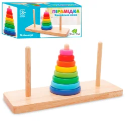 Дерев'яна іграшка Пірамідка MD 1870, 8 кілець