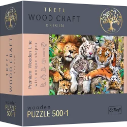 Пазли фігурні з дерева 500 + 1 елм."Дикі коти в джунглях"