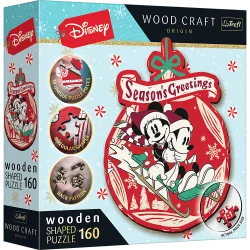 Пазли фігурні з дерева - (160 елм.) - "Дісней - Різдво у Міккі та Міні" / Trefl