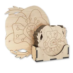 Дерев'яна підставка під гаряче "Маки" FDPO-303