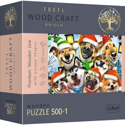 Пазли фігурні з дерева - (500 + 1 елм.) - "Різдвяні песики"
