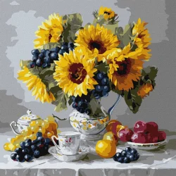 Картина за номерами "Соняшники з виноградом" ©art_selena_ua KHO3329, 40x40 см 