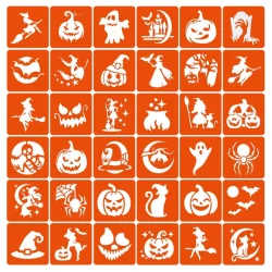 Набір трафаретів для біо-тату "Хелловін №3" Hallowween-3-36, 36 трафаретів 5х5 см