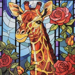 Алмазна мозаїка "Жирафова казка" DEEX16306 не повна викладка 30х30 см