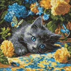 Алмазна мозаїка "Кошеня блакитнооке" AMO8340, 40х40 см