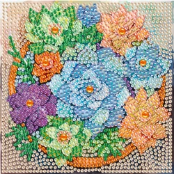 Алмазна мозаїка "Квіти" DM5004 з мольбертом 15х15 см