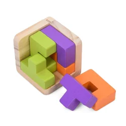 Дерев'яна Куб-головоломка MD 0758-3 підставка 6 елементів