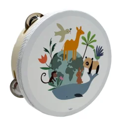 Дерев'яна іграшка Бубен "Дикі тварини" MD 0367-55 діаметр 15 см