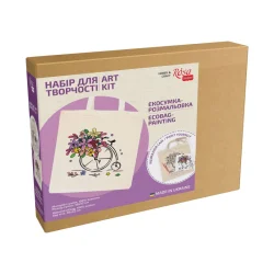 Набір екосумка-розмальовка "Квітковий велосипед" N0003606 бавовна 220 г/м2, 38х42 см