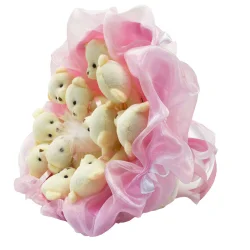 Букет з іграшок Ведмедики ніжно-рожевий 5347IT з 11ю іграшками