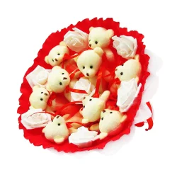 Букет з м'яких іграшок 9 ведмедиків 5338IT червоний