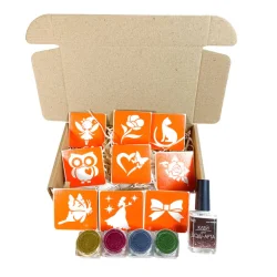 Набір для біо-тату "Для дівчаток #3 - гліттер" set-girls-3-glitter 9 трафаретів