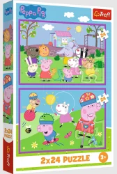 Пазли - (2 x 24 елм.) - "Веселе поросятко"/Trefl