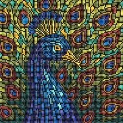 Алмазна мозаїка "Вітраж. Павич" AMO8323, 30х30 см