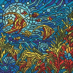 Алмазна мозаїка "Вітраж. Морський світ" AMO8324, 30х30 см