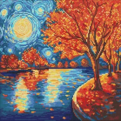 Алмазна мозаїка "Осіння ніч" AMO8333, 40х40 см