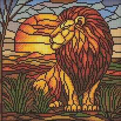 Алмазна мозаїка "Вітраж. Лев" AMO8334, 30х30 см
