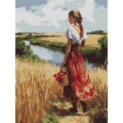 Картина за номерами "Українка та лани" KHO8486, 30х40 см