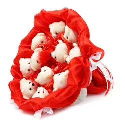 Букет з м'яких іграшок 11 ведмедиків 5281IT червоний