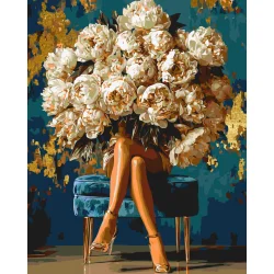 Картина за номерами "Дівчина квітка, півонії розкоші" LW3048-01 з фарбами металік 40х50 см