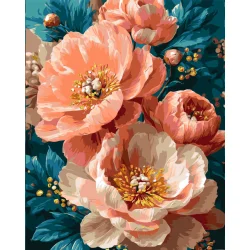 Картина за номерами "Рожеві півонії" LW3170-01 з фарбами металік 40х50 см