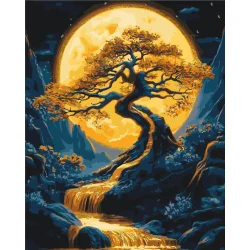 Картина за номерами "Пейзаж. Дерево" LW3428 з фарбами металік 40х50 см