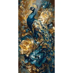 Картина за номерами "Павич серед квітів" LW5183 з фарбами металік 40х80 см