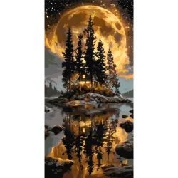 Картина за номерами "Будинок у лісі" LW5184 з фарбами металік 40х80 см