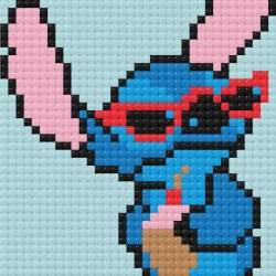 Алмазна мозаїка міні "Стіч в окулярах" ODM0112, 10х10 см