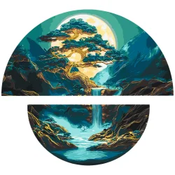 Картина за номерами "Магія нічного пейзажу" OSR1006 з фарбами металік 67х67 см