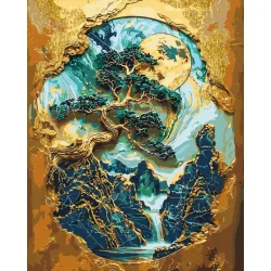 Картина за номерами "Незвичайне дерево" LW3406 з фарбами металік 40х50 см