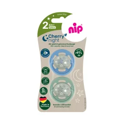 Пустушка кругла "Вишнева Ніч" Зелена Серія зелений/блакитний (латекс) (від 6 міс.),(2 шт)/ NIP