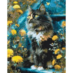 Картина за номерами "Котик у кульбабах" LW3009-01, 40х50 см