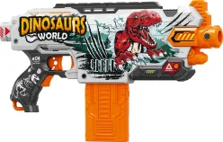 Іграшковий пістолет автомат. з магазином на батар. з м'як. набоями Світ Динозаврів (24 шт.)(43х20см)