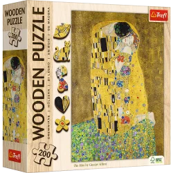 Пазли фігурні з дерева - (200 елм.) - "Поцілунок - Густав Клімт" / Trefl